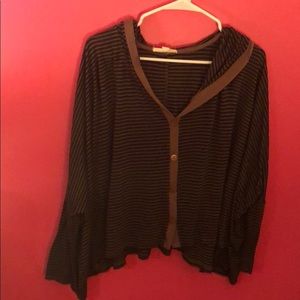 Painted threads button up top/cape with hood